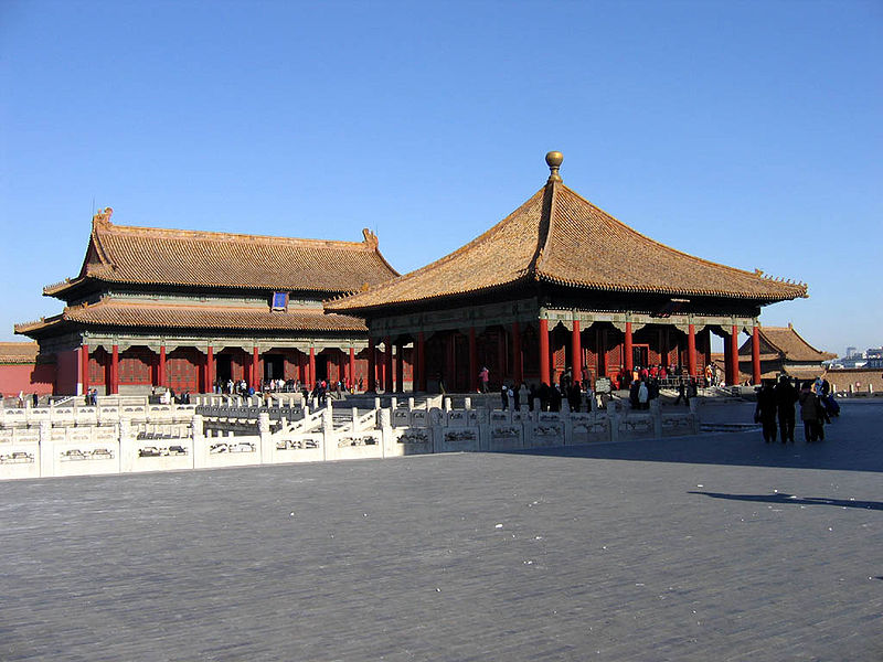 The Hall of Central Harmony, the one in front, and the Hall of Preserving Harmony in the back.